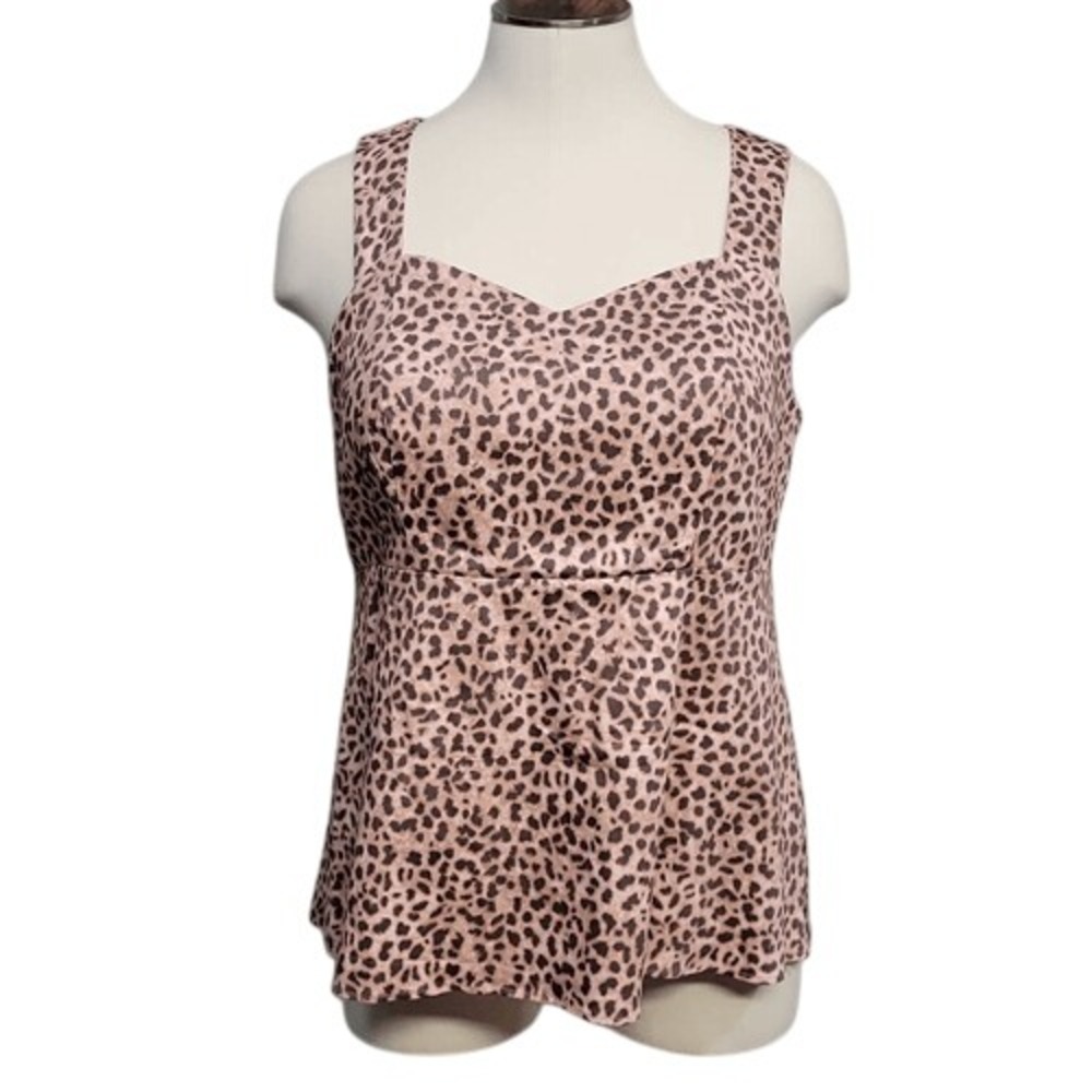 Torrid Shirt‎ Tank Top Women Plus Size 2X Pink Leopard Empire Waist Open Back